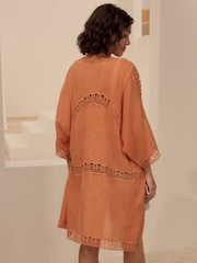 Orange Longline Kimono Cover-Up - Image 3 of 8