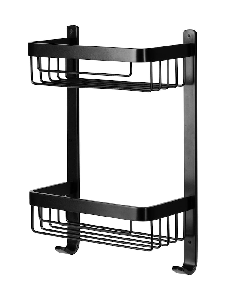 CROYDEX Black 2 Tier Aluminium Shower Wall Basket - Image 2 of 3
