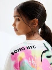 White Graffiti Oversized T-Shirt Cycle Top and Shorts Set (3-16yrs) - Image 3 of 8