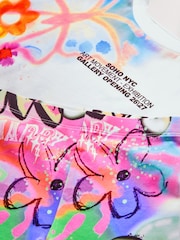 White Graffiti Oversized T-Shirt Cycle Top and Shorts Set (3-16yrs) - Image 7 of 8