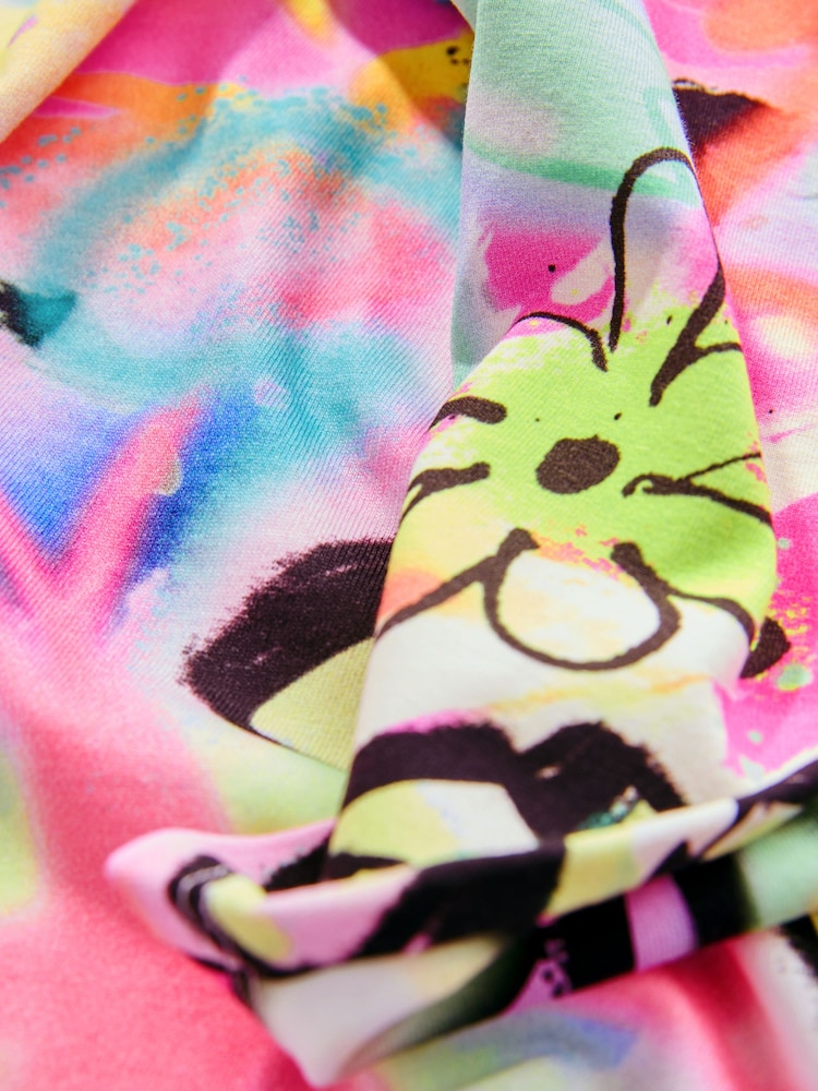 White Graffiti Oversized T-Shirt Cycle Top and Shorts Set (3-16yrs) - Image 8 of 8