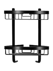 CROYDEX Black 2 Tier Corner Aluminium Shower Wall Basket - Image 1 of 3