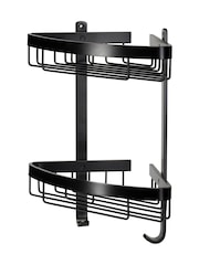 CROYDEX Black 2 Tier Corner Aluminium Shower Wall Basket - Image 2 of 3