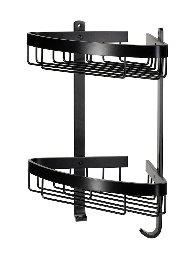 CROYDEX Black 2 Tier Corner Aluminium Shower Wall Basket - Image 2 of 3