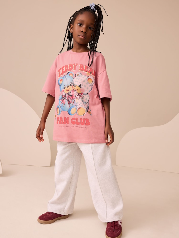 Pink Oversized Graphic Print T-Shirt (3-16yrs) - Image 2 of 7 Pink Oversized Graphic Print T-Shirt (3-16yrs) - Image 2 of 7
