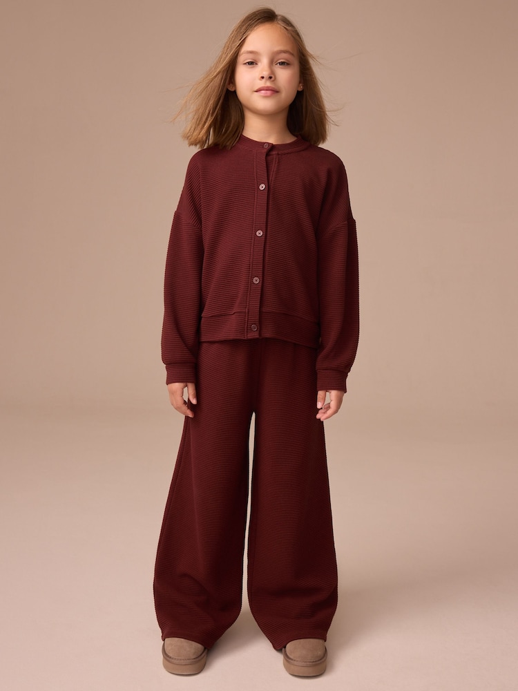 Rojo burdeos - Textured Wide Leg Cardigans Set (3-16yrs) - Imagen 1 de 3