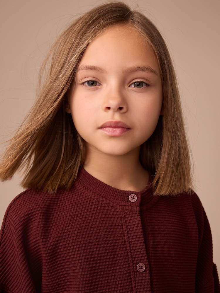 Rojo burdeos - Textured Wide Leg Cardigans Set (3-16yrs) - Imagen 3 de 3