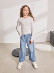 Weiß - Langärmliges Rippentop mit Pointelle-Spitzenbesatz (3-16Jahre) - Bild 2 von 8