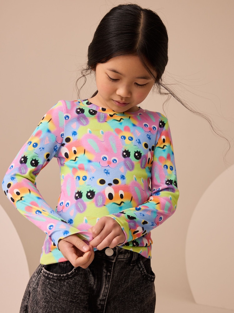 Multi Character Long Sleeve Ribbed Top (3-16yrs) - Image 1 of 7
