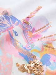 White Unicorn Print Long Sleeve Sequin Top (3-16yrs) - Image 6 of 7