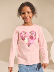 Pink Heart Long Sleeve Sequin Top (3-16yrs) - Image 1 of 8