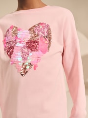 Pink Heart Long Sleeve Sequin Top (3-16yrs) - Image 4 of 8