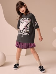 Charcoal Grey Floral The Rolling Stones License Band Sequin T-Shirt (3-16yrs) - Image 2 of 7