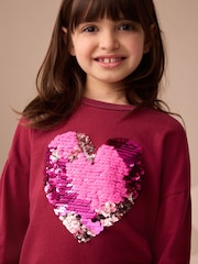Burgundy Red Heart Long Sleeve Sequin Top (3-16yrs) - Image 3 of 8