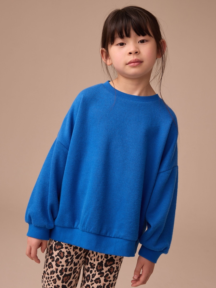 Blue Oversized Cosy Rib Sweatshirt (3-16yrs) - Image 1 of 7