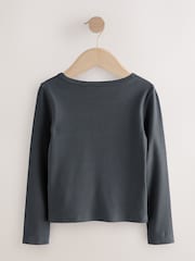 Charcoal Grey Long Sleeve Scoop Neck Rib T-Shirt (3-16yrs) - Image 5 of 7