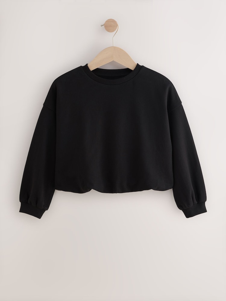 Black Boxy Bubble Hem Sweatshirt (3-16yrs) - Image 1 of 4