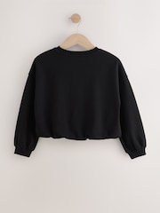Black Boxy Bubble Hem Sweatshirt (3-16yrs) - Image 2 of 4