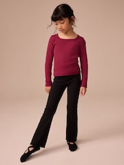 Burgundy Red Long Sleeve Scoop Neck Rib T-Shirt (3-16yrs) - Image 1 of 1