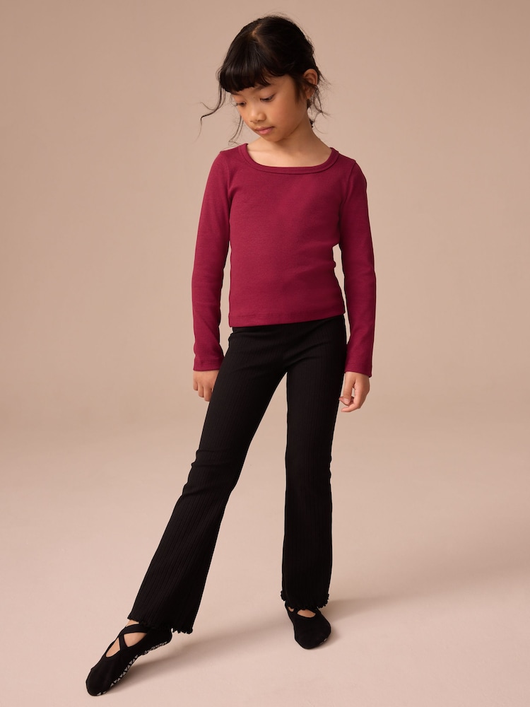 Burgundy Red Long Sleeve Scoop Neck Rib T-Shirt (3-16yrs) - Image 1 of 1