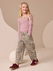 Lilac Purple Long Sleeve Scoop Neck Rib T-Shirt (3-16yrs) - Image 3 of 7