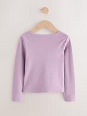 Lilac Purple Long Sleeve Scoop Neck Rib T-Shirt (3-16yrs) - Image 5 of 7