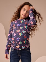 Navy Star Long Sleeve Ribbed Top (3-16yrs) - Image 1 of 7