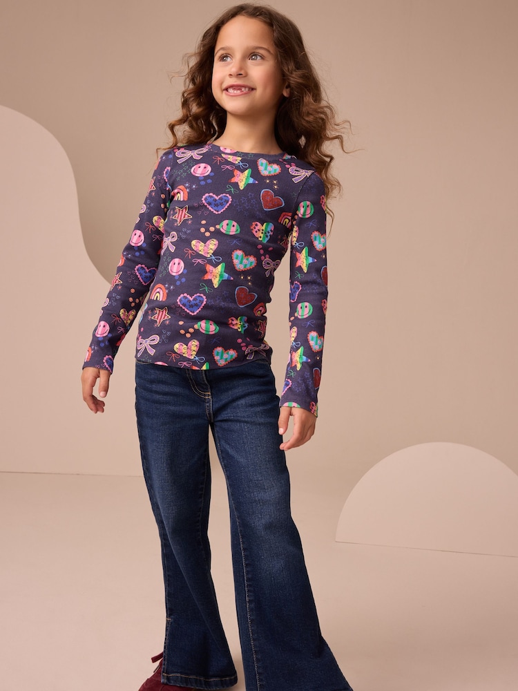 Navy Star Long Sleeve Ribbed Top (3-16yrs) - Image 2 of 7