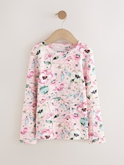 Light Pink Floral Long Sleeve Ribbed Top (3-16yrs) - Image 4 of 7