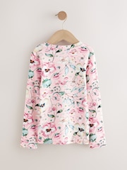 Light Pink Floral Long Sleeve Ribbed Top (3-16yrs) - Image 5 of 7