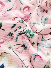 Light Pink Floral Long Sleeve Ribbed Top (3-16yrs) - Image 6 of 7
