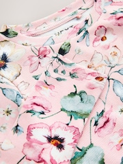 Light Pink Floral Long Sleeve Ribbed Top (3-16yrs) - Image 7 of 7
