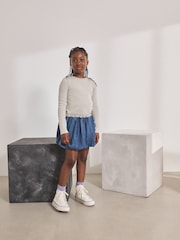 Grau - Langärmliges Rippentop mit Pointelle-Spitzenbesatz (3-16Jahre) - Bild 2 von 7