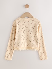Pink Ditsy Floral Pointelle Lace Trim Long Sleeve Rib Top (3-16yrs) - Image 6 of 8