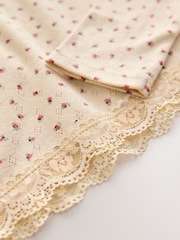 Pink Ditsy Floral Pointelle Lace Trim Long Sleeve Rib Top (3-16yrs) - Image 8 of 8