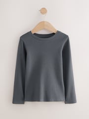 Charcoal Grey Long Sleeve Ribbed Top (3-16yrs) - Image 3 of 6