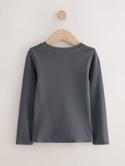 Charcoal Grey Long Sleeve Ribbed Top (3-16yrs) - Image 4 of 6