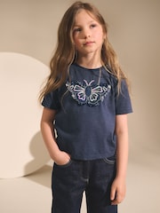 Azul - Sequin Butterfly Print T-Shirt (3-12yrs) - Imagen 1 de 8