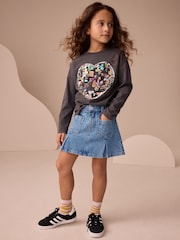 Charcoal Grey Heart Long Sleeve Sequin Top (3-16yrs) - Image 2 of 7