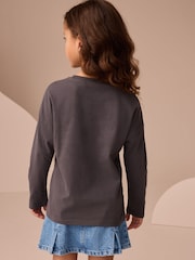 Charcoal Grey Heart Long Sleeve Sequin Top (3-16yrs) - Image 3 of 7