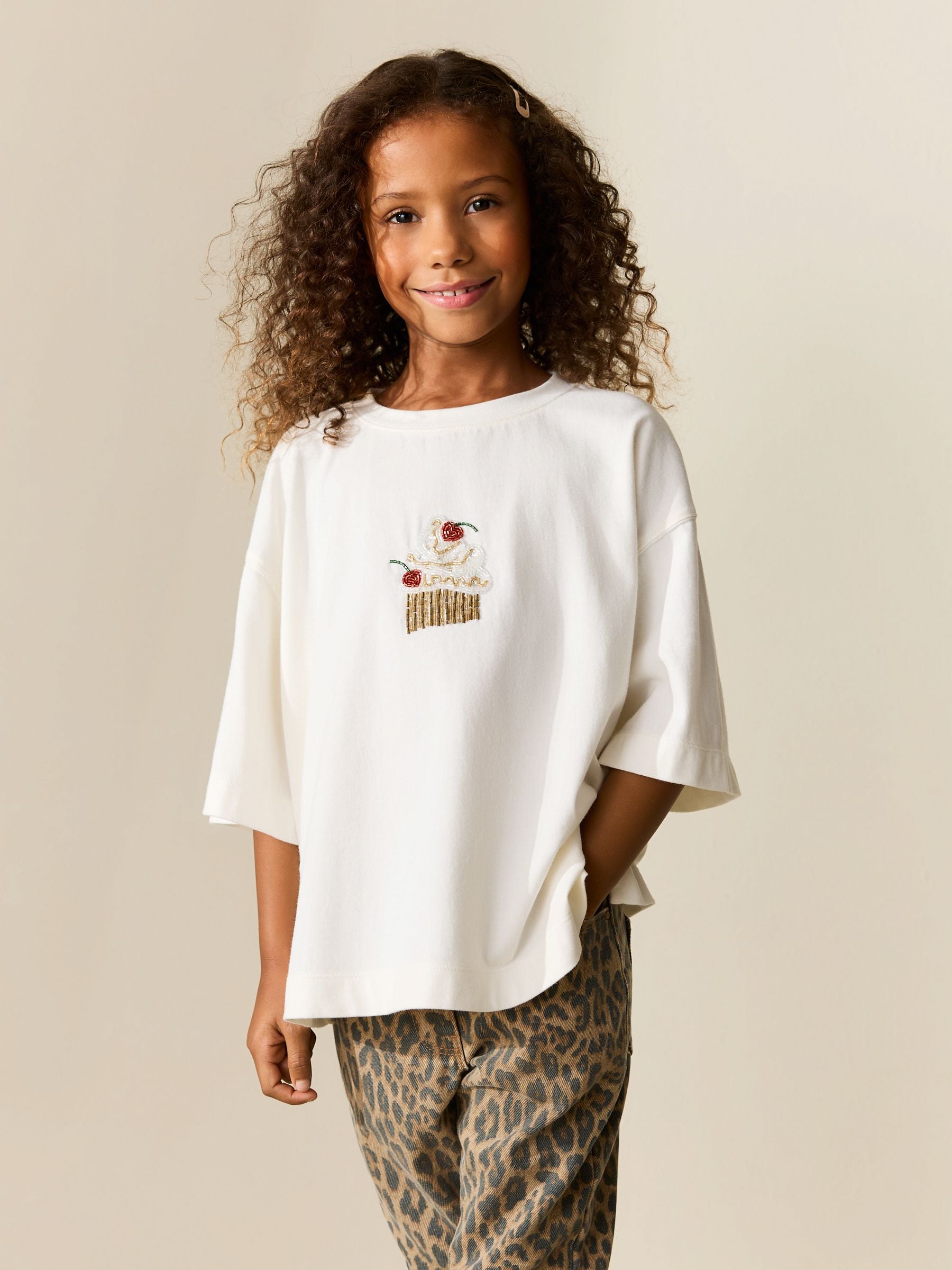 Buy Ecru Cupcake Beaded T-Shirt (3-16yrs) from the Next UK online shop