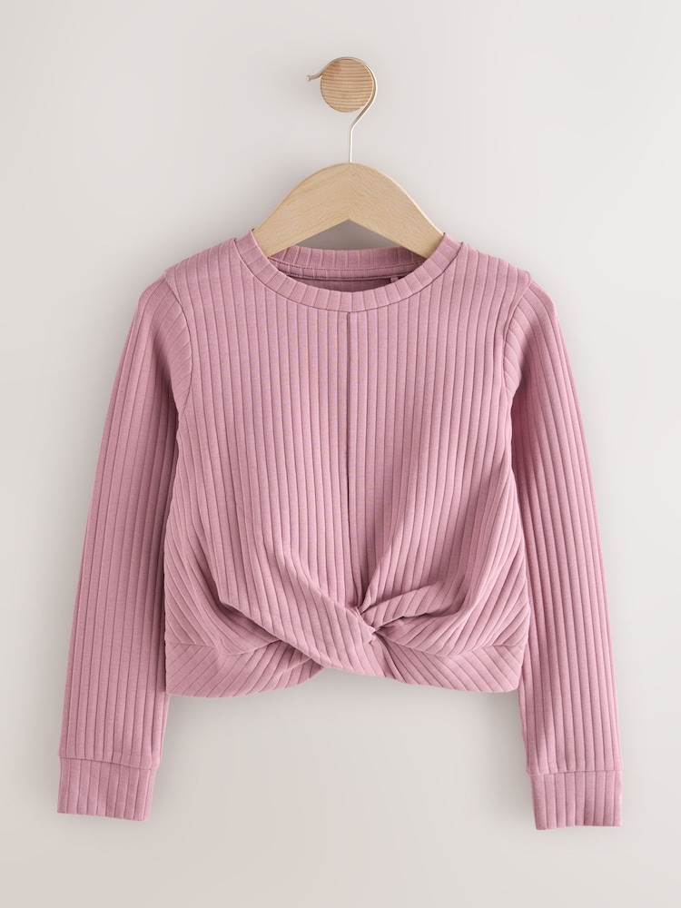 White/Pink Wrap Front Long Sleeve Tops 2 Pack (3-16yrs) - Image 2 of 9