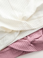 White/Pink Wrap Front Long Sleeve Tops 2 Pack (3-16yrs) - Image 5 of 9