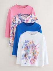 Pink/Blue Unicorn Long Sleeve Tops 4 Pack (3-16yrs) - Image 1 of 14