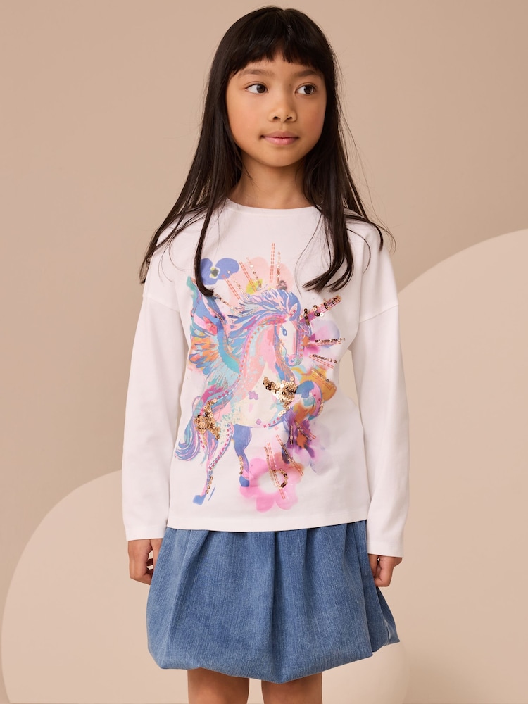 Pink/Blue Unicorn Long Sleeve Tops 4 Pack (3-16yrs) - Image 14 of 14