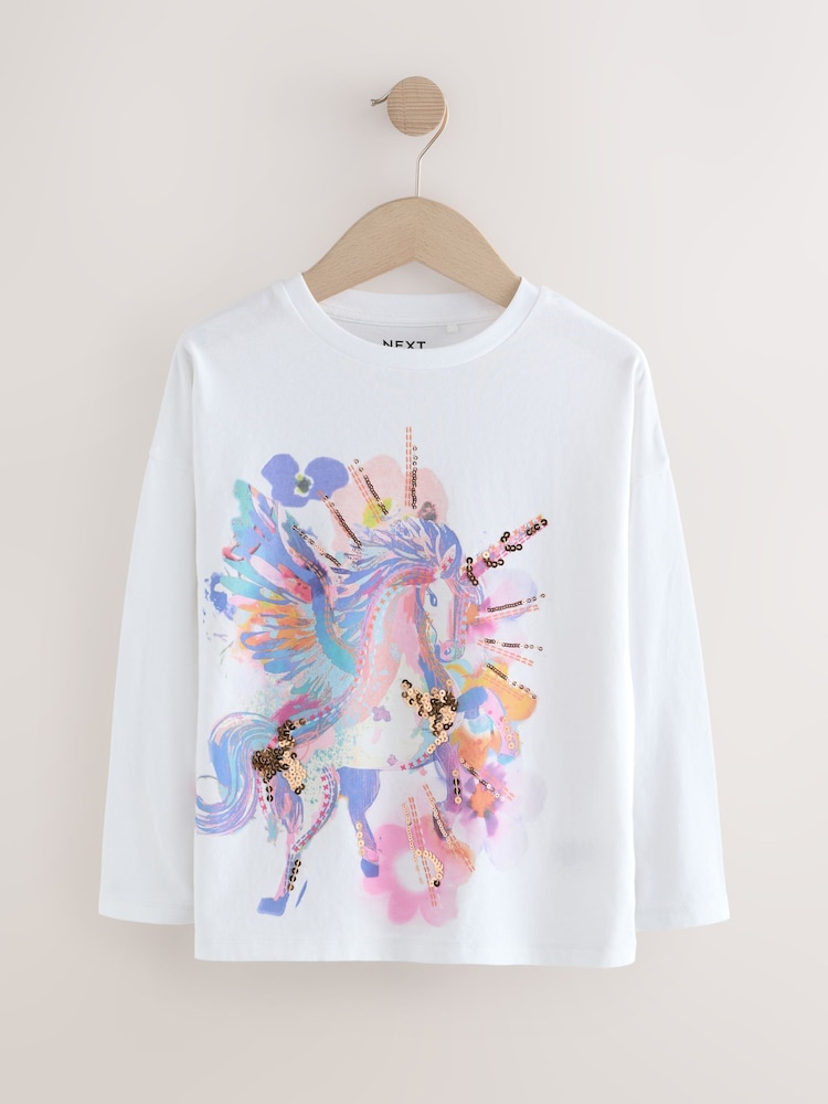 Pink/Blue Unicorn Long Sleeve Tops 4 Pack (3-16yrs) - Image 2 of 14