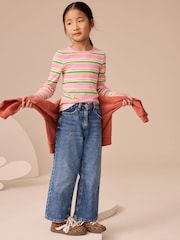 Pink/Orange Long Sleeve Ribbed T-Shirts 4 Pack (3-16yrs) - Image 2 of 11