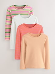 Pink/Orange Long Sleeve Ribbed T-Shirts 4 Pack (3-16yrs) - Image 4 of 11