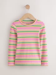 Pink/Orange Long Sleeve Ribbed T-Shirts 4 Pack (3-16yrs) - Image 8 of 11