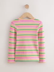 Pink/Orange Long Sleeve Ribbed T-Shirts 4 Pack (3-16yrs) - Image 9 of 11
